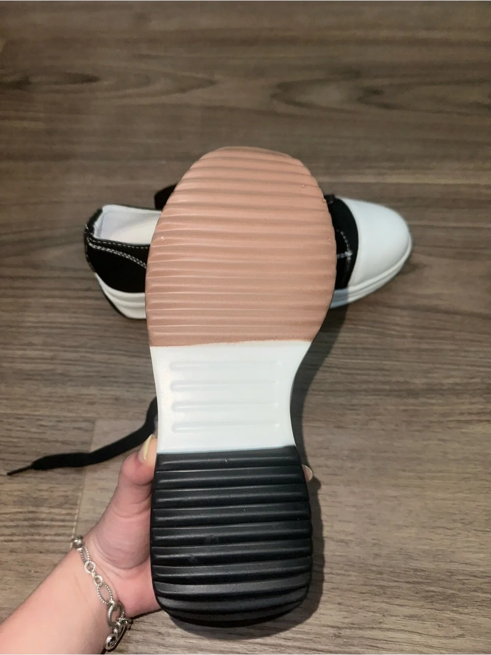 Black & White Zipper Accent Lace-Up Sneaker 6