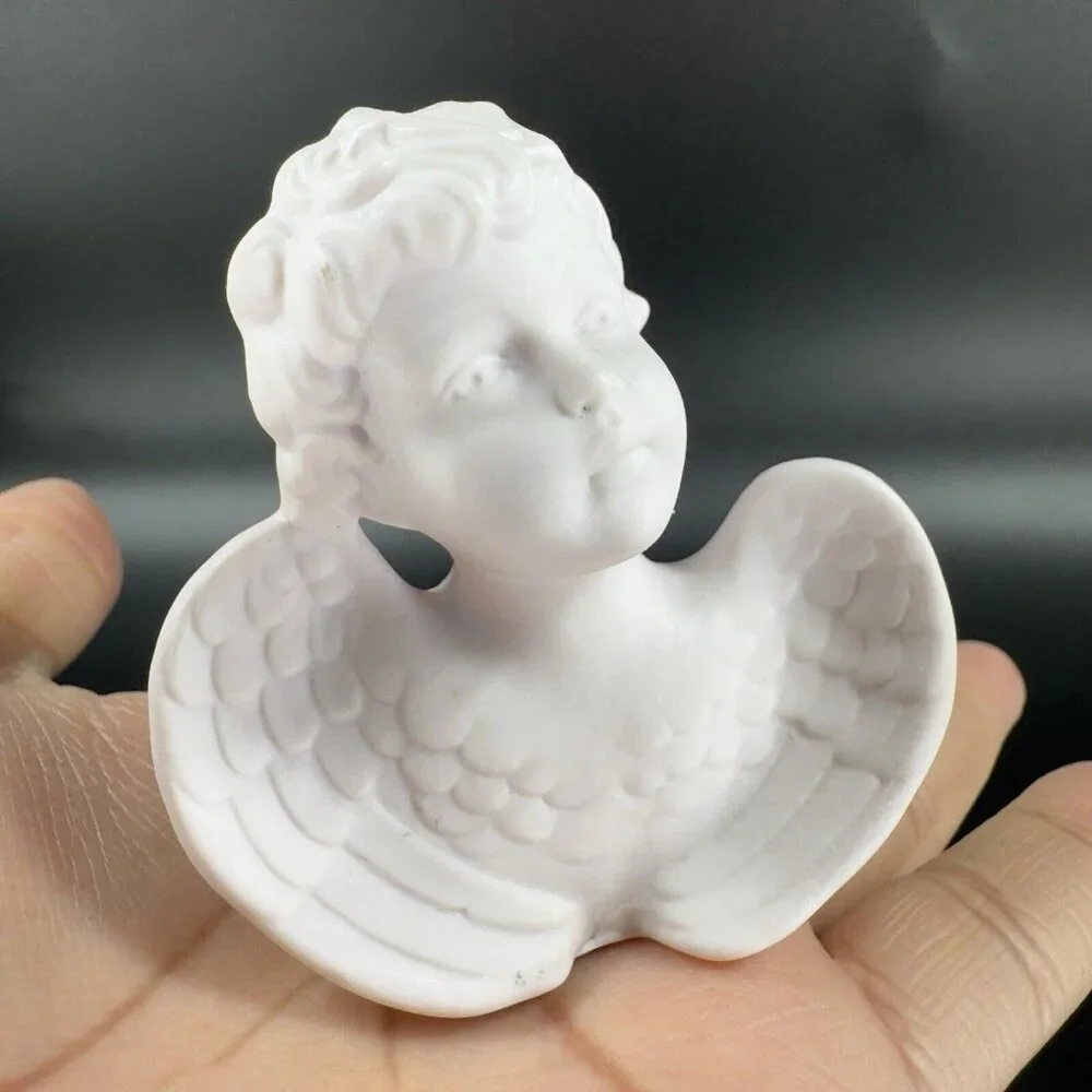 Orlik Germany Bisque Angel Bust Figurine Fine Porcelain Pale Pink Figure Vintage