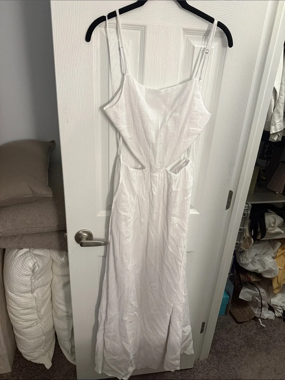 Abercrombie & Fitch White Maxi Dress with Side Cutouts