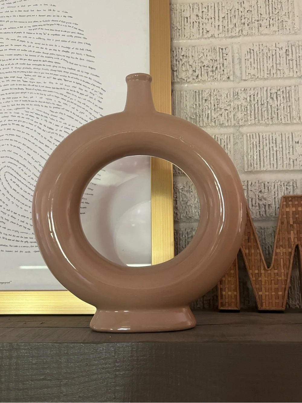 Modern Round Ceramic Vase in Dusty Rose