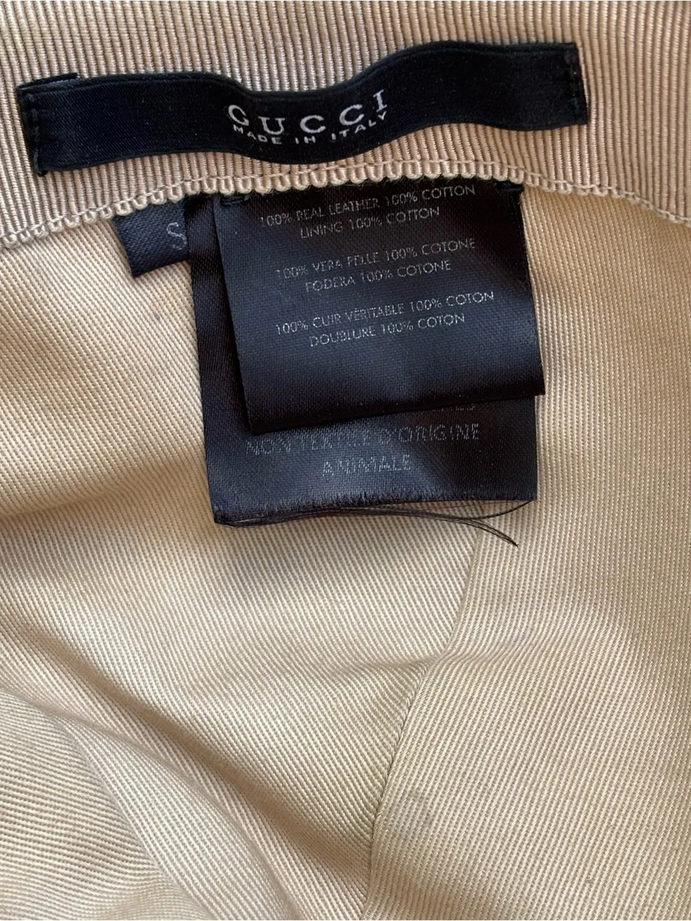 Gucci Interlocking G Baseball Cap Hat Leather Two Tone Size Small