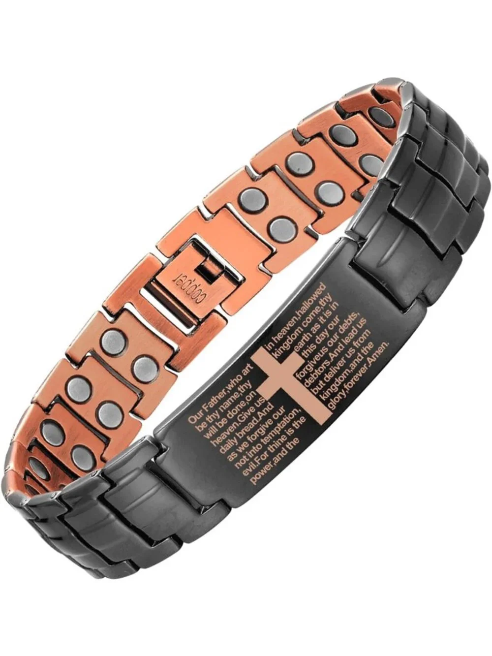 Adjustable Magnetic Copper Cross Bracelet for Men - Strength & Style Jewelry