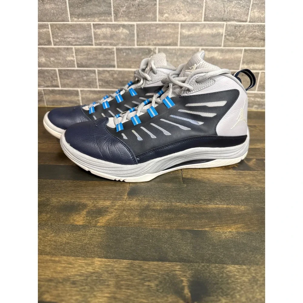 Jordan New School Navy Grey Blue Basketball Shoes 654287-407‎ Mens 8.5