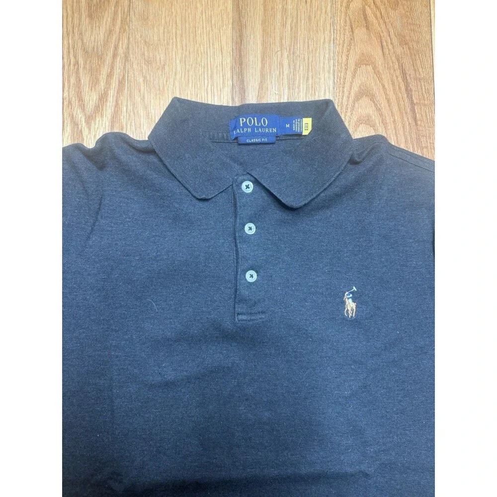 Polo Ralph Lauren Mens Classic Fit Polo Shirt Medium Black Flesh Pony Preppy