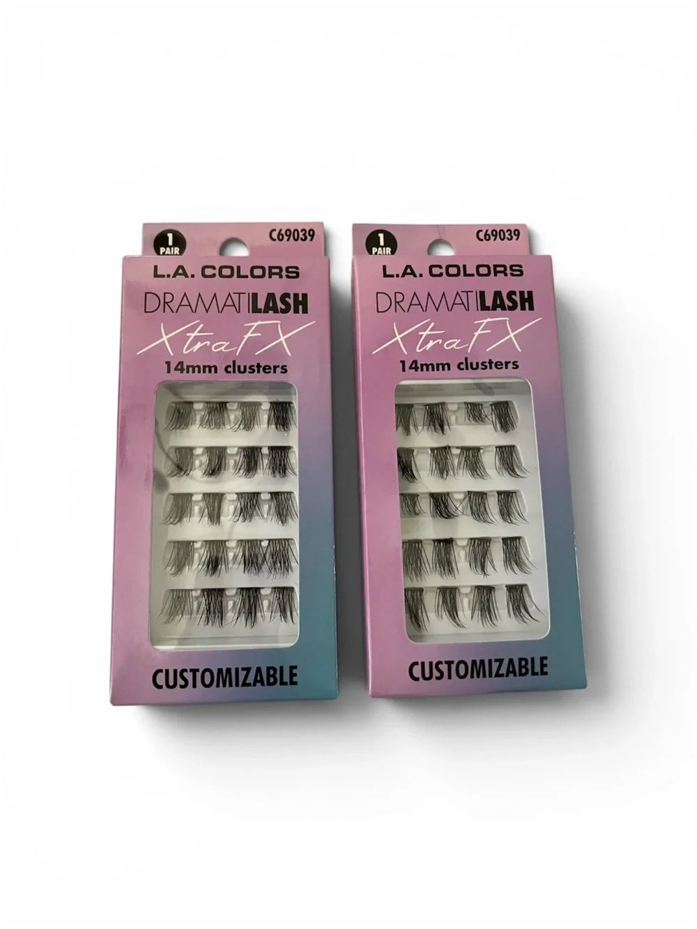 L.A. Colors Dramatilash XtraFX 14mm Cluster Lashes - Pink Gradient Packaging