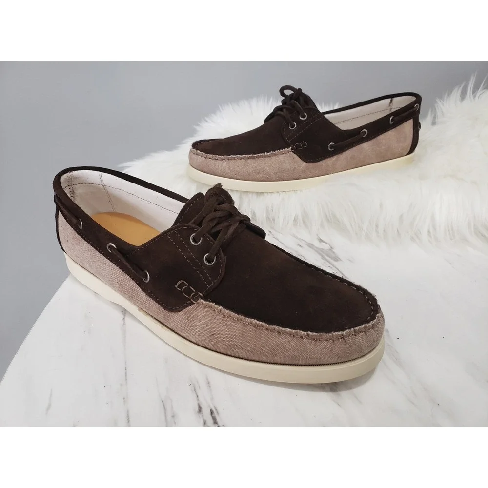 NEW NO BOX Stefano Bonfiglioli Italian Suede Loafers Brown SIZE 45 boat‎ shoes