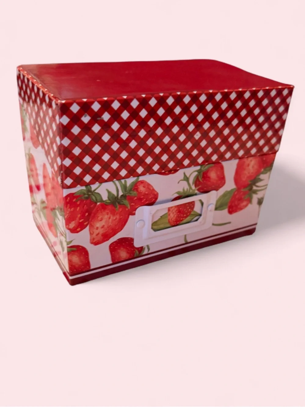 Vintage Strawberry Red Decorative Storage Recipe Box Home Grandma Cottagecore