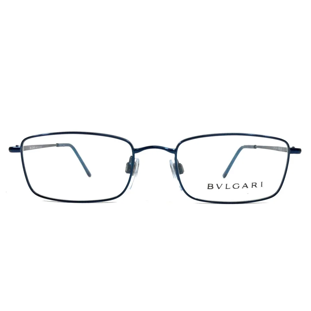 Bvlgari Eyeglasses Frames 157 203 Polished Blue Rectangle Wire Rim 50-18-135