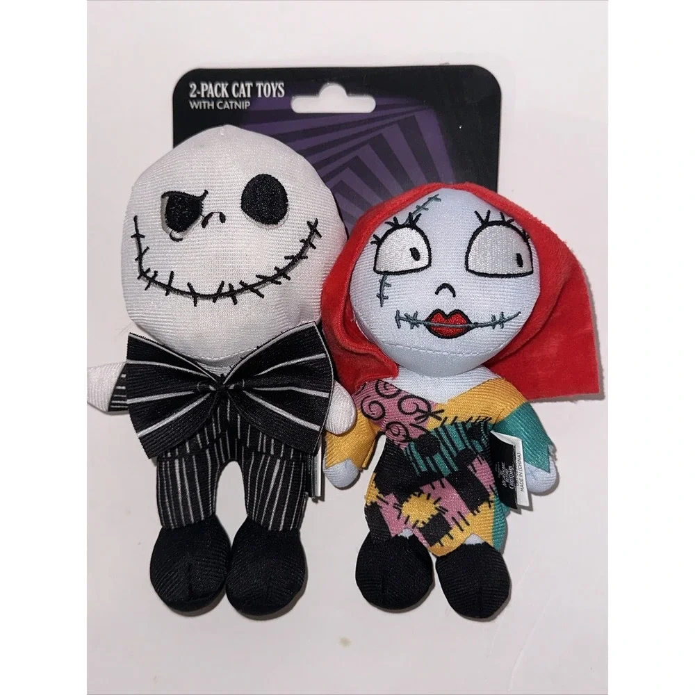 Disney Nightmare Before Christmas Jack & Sally Catnip Plush Cat Toys 2-Pack NEW