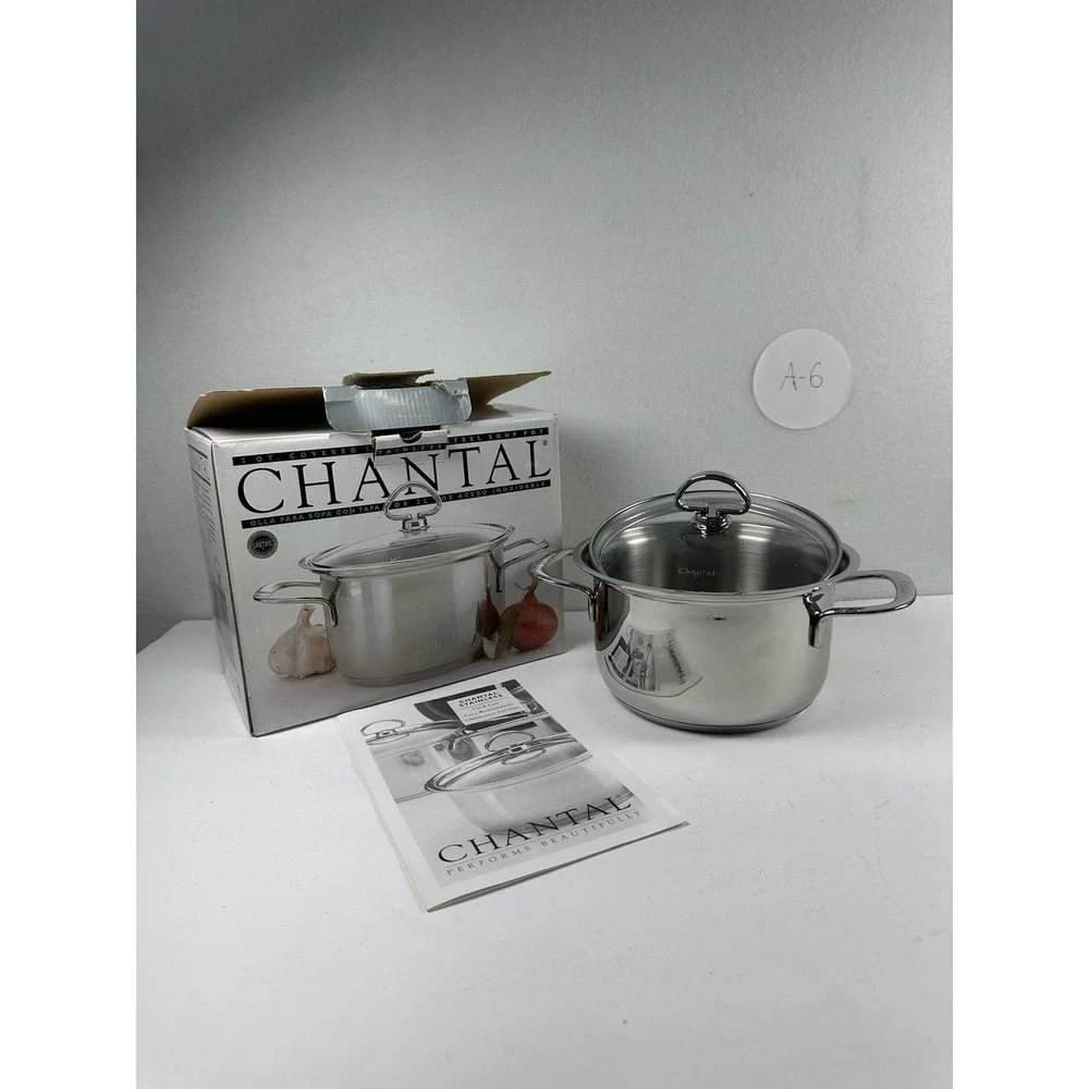 Chantal 2 Qt Stainless Steel Soup Pot SL32-160 w/ Glass Lid - New Other