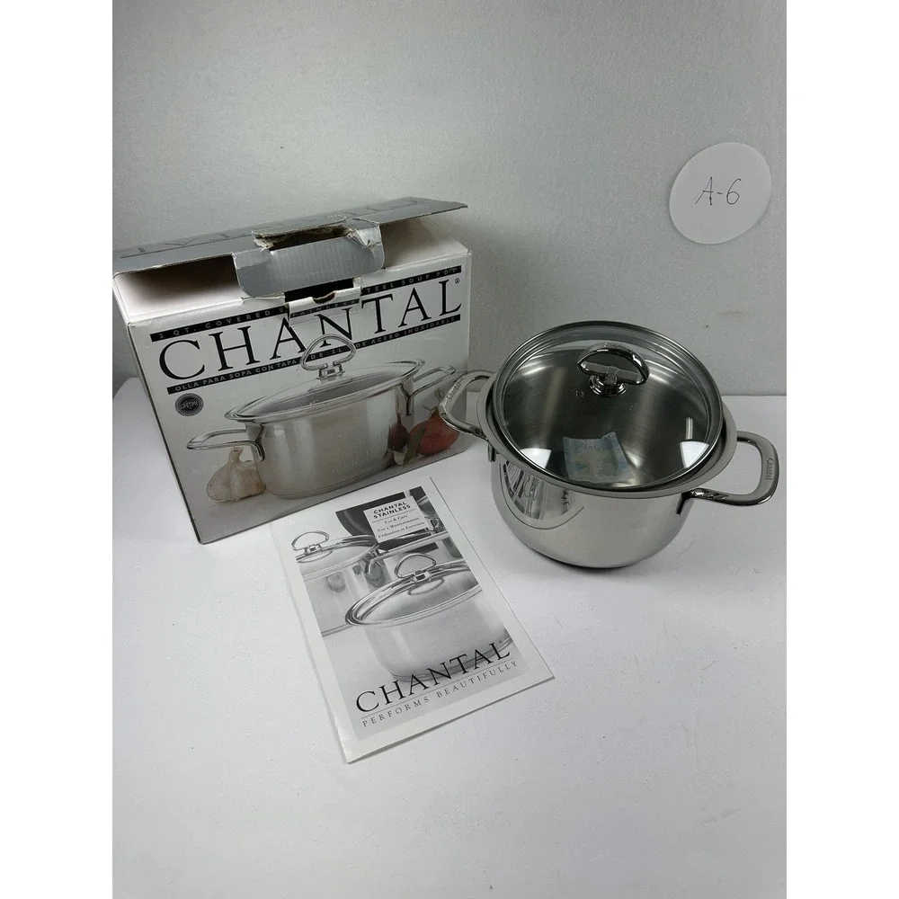 Chantal 2 Qt Stainless Steel Soup Pot SL32-160 w/ Glass Lid - New Other