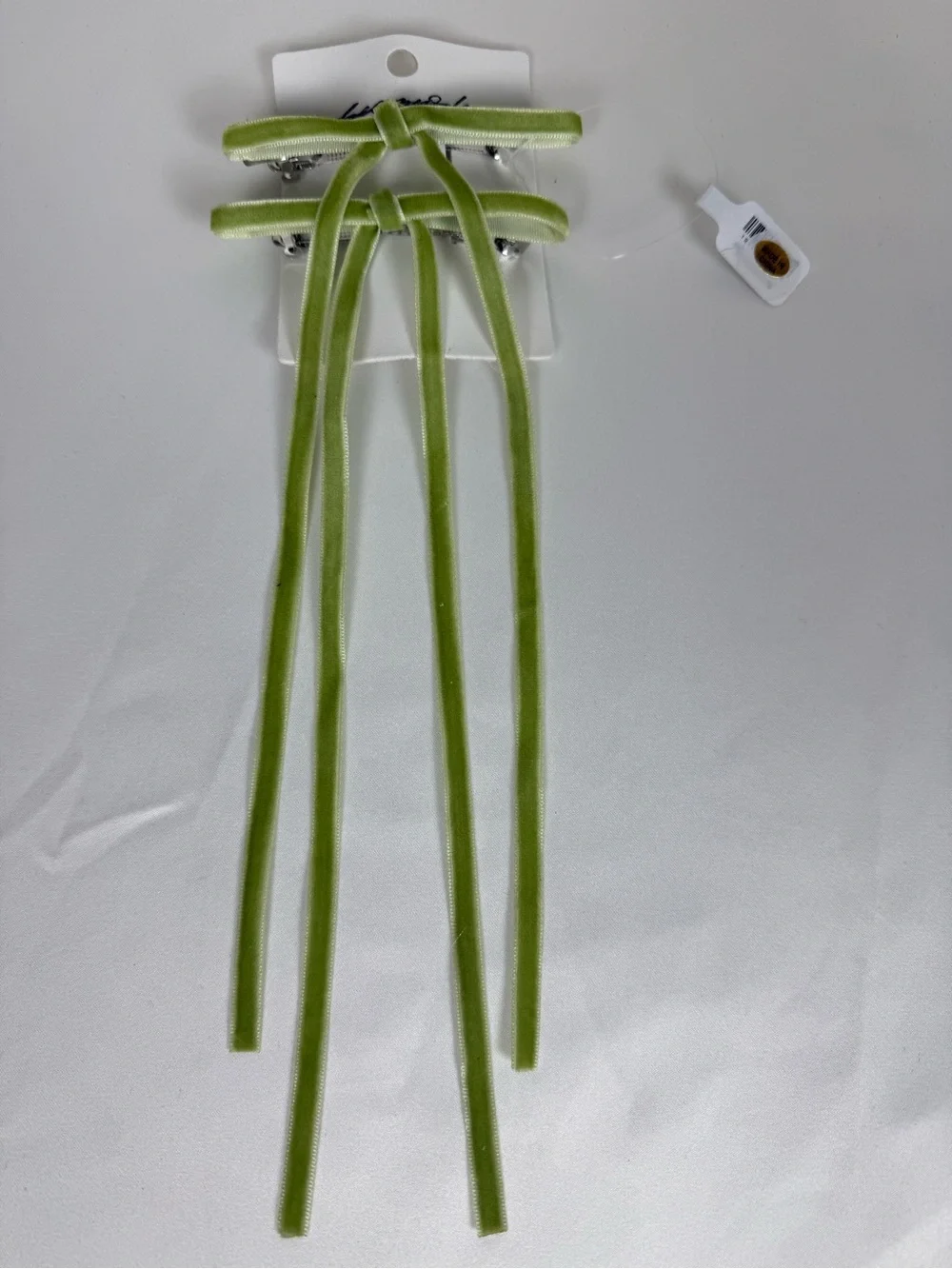 Free People Lime Velvet Bow Hair Clips Blokecore Inspired Set of 2 ✨🎀