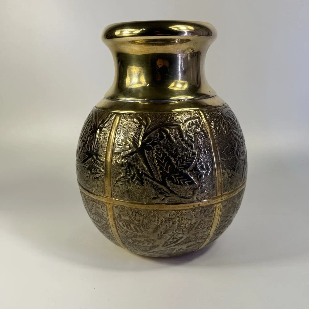 Vintage Handmade Brass Pot Vase‎ 10