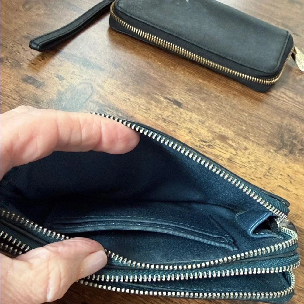 Coach Navy Leather Wristlet