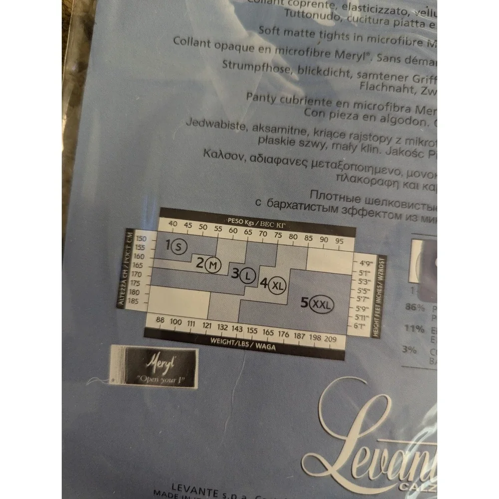 New‎ Levante Gaudi 30 Control Top Pantyhose Size 2 M BluMarine Blue Made Italy