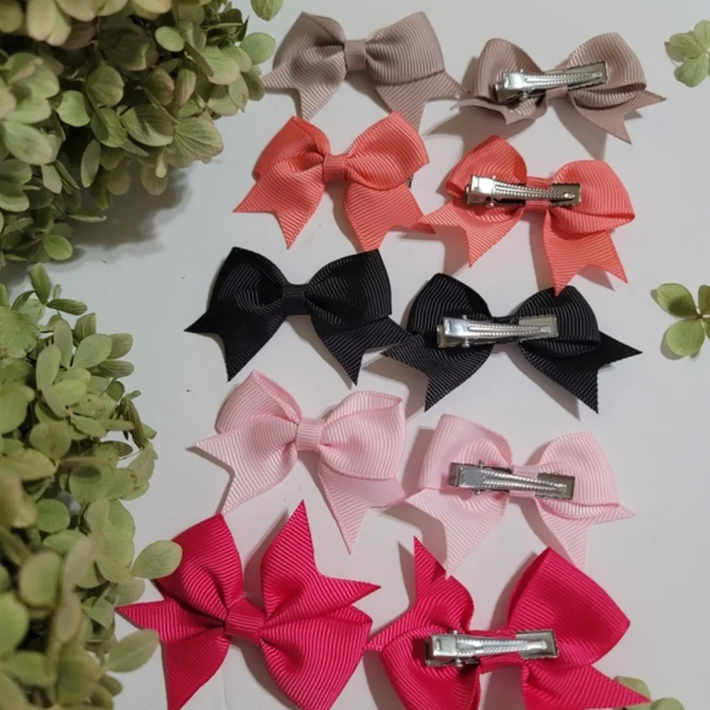 NWT Bow Hair Clips Hairbows Girls Toddler Barbie Wedding Prep Goth Coral Cottage