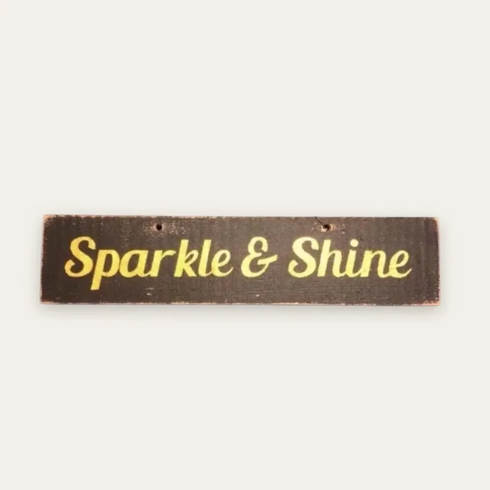 Tilly's Sparkle & Shine Yellow & Brown Rustic Wooden Artsy Sign Decor