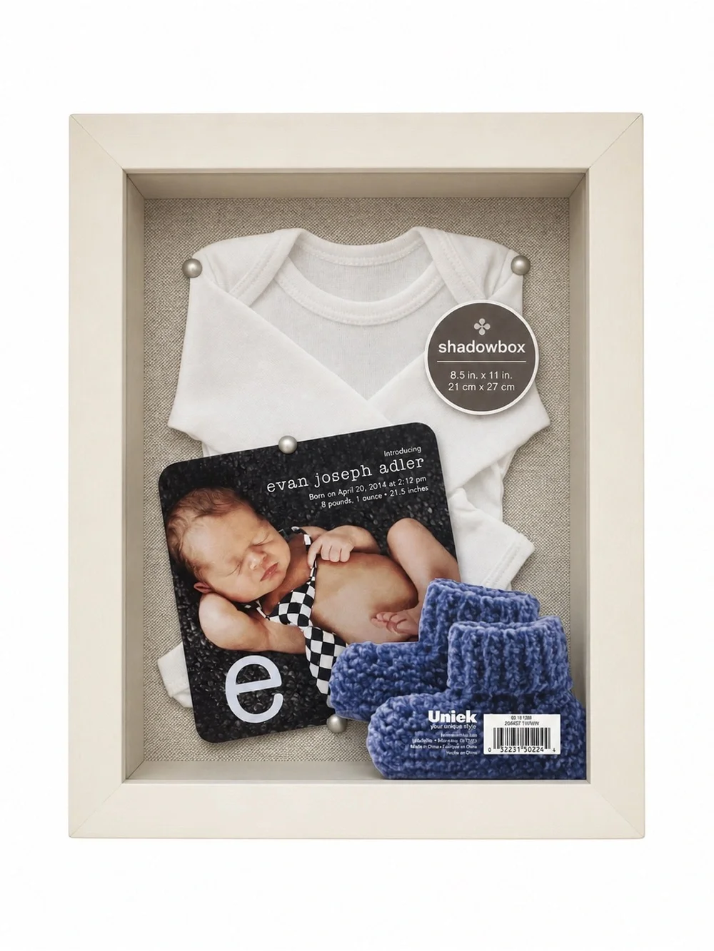 Uniek White Shadow Box Frame 8.5x11 Deep Display Keepsake Memory Frame New