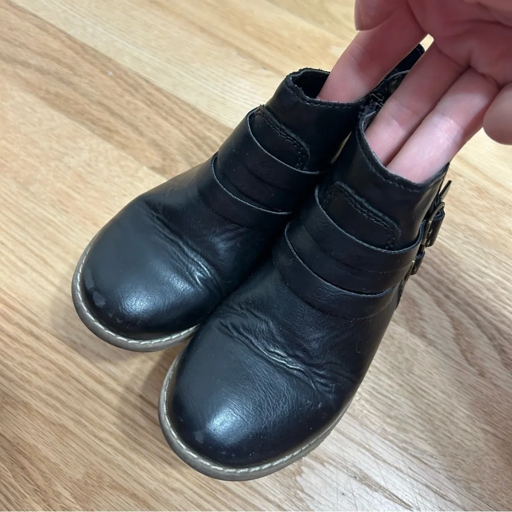 Old Navy Triple Buckle Ankle Boots Black Sz 9 Kids Toddler Girls