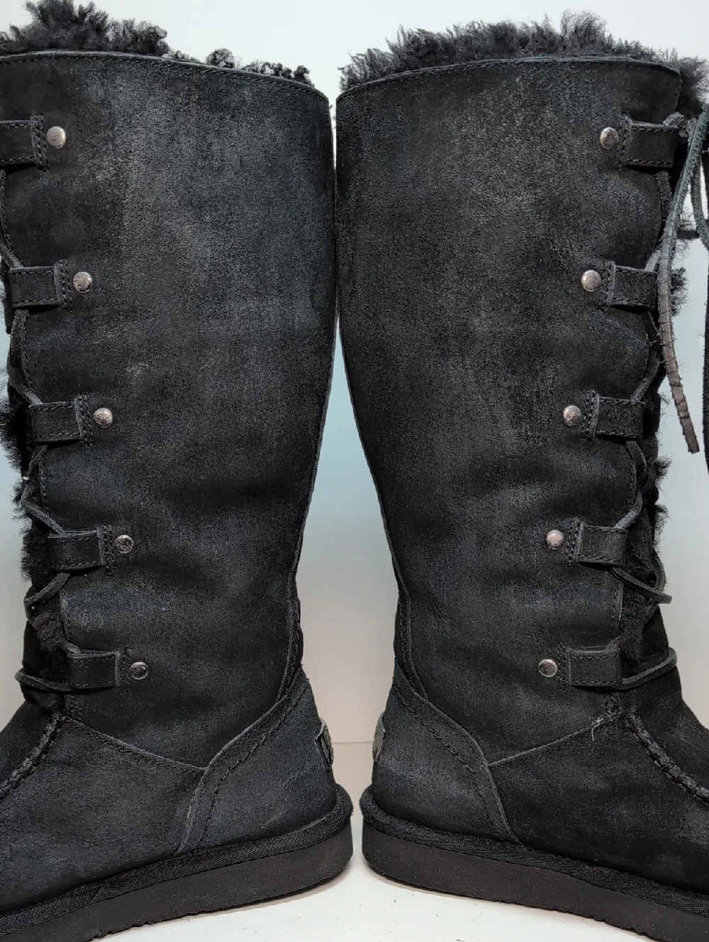 UGG Australian Appalachian lace up tall black suede boots womans size 9 EU 40