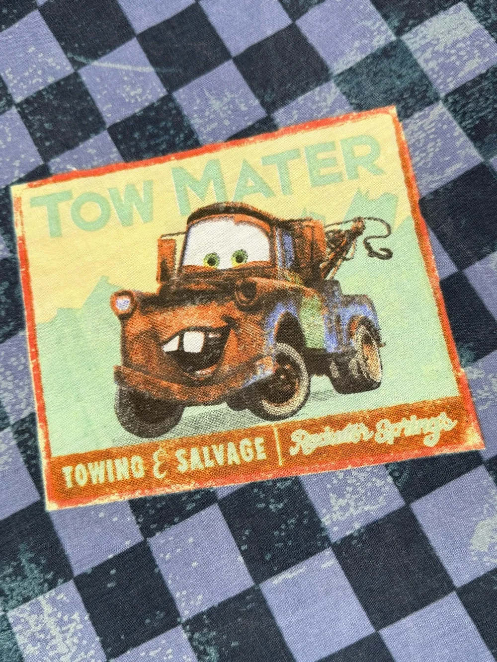 VINTAGE DISNEY PIXAR Boys Cars Lightning McQueen Tow Mater Twin Flat Sheet Check