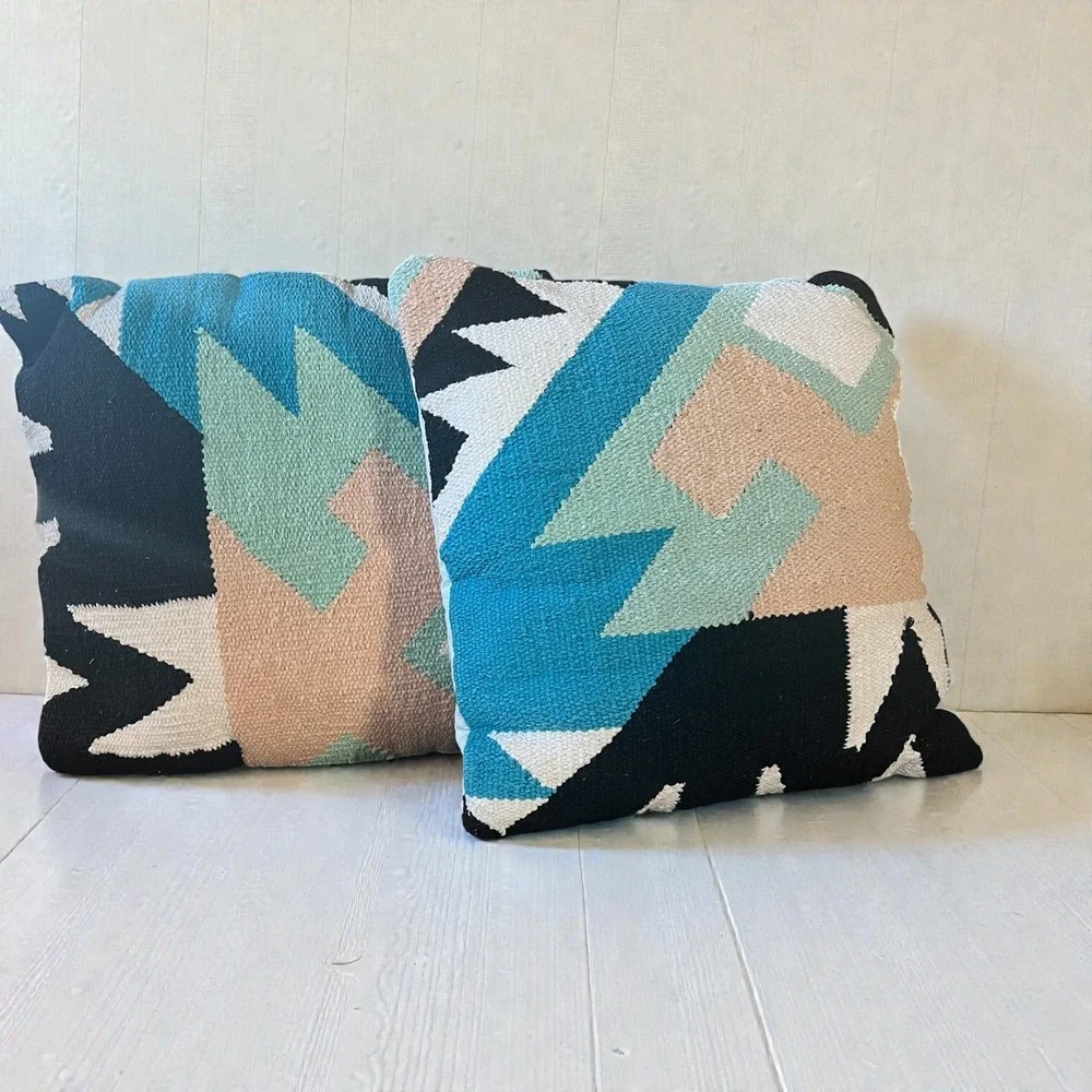 Colorful Geometric Kilim Pillows Urban Outfitters Desert Modern Set‎ 2 Boho