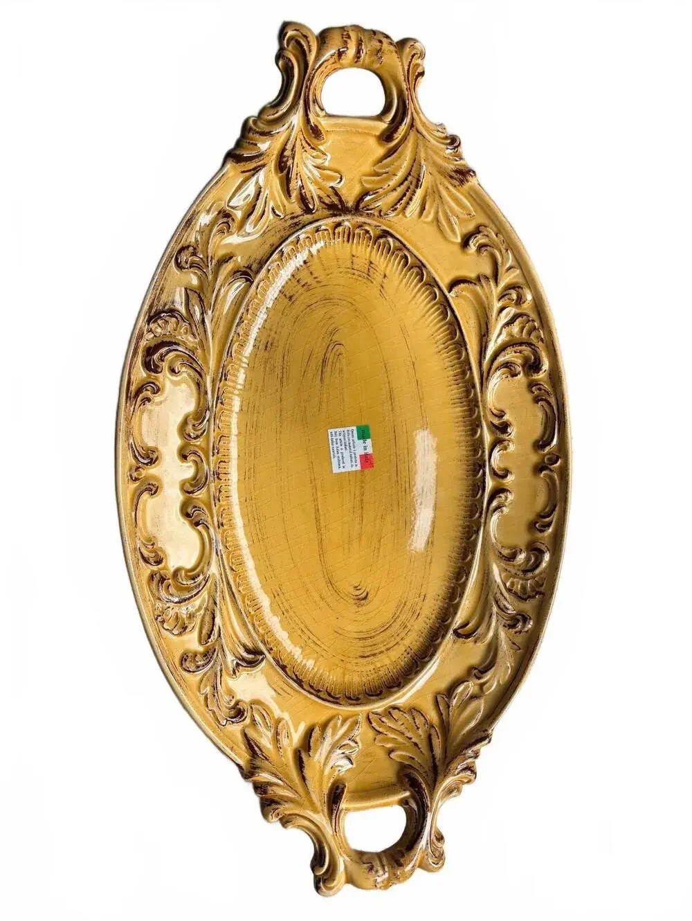 Intrada Made in Italy Vintage Ceramic Serving Tray with Ornate Baroque Design