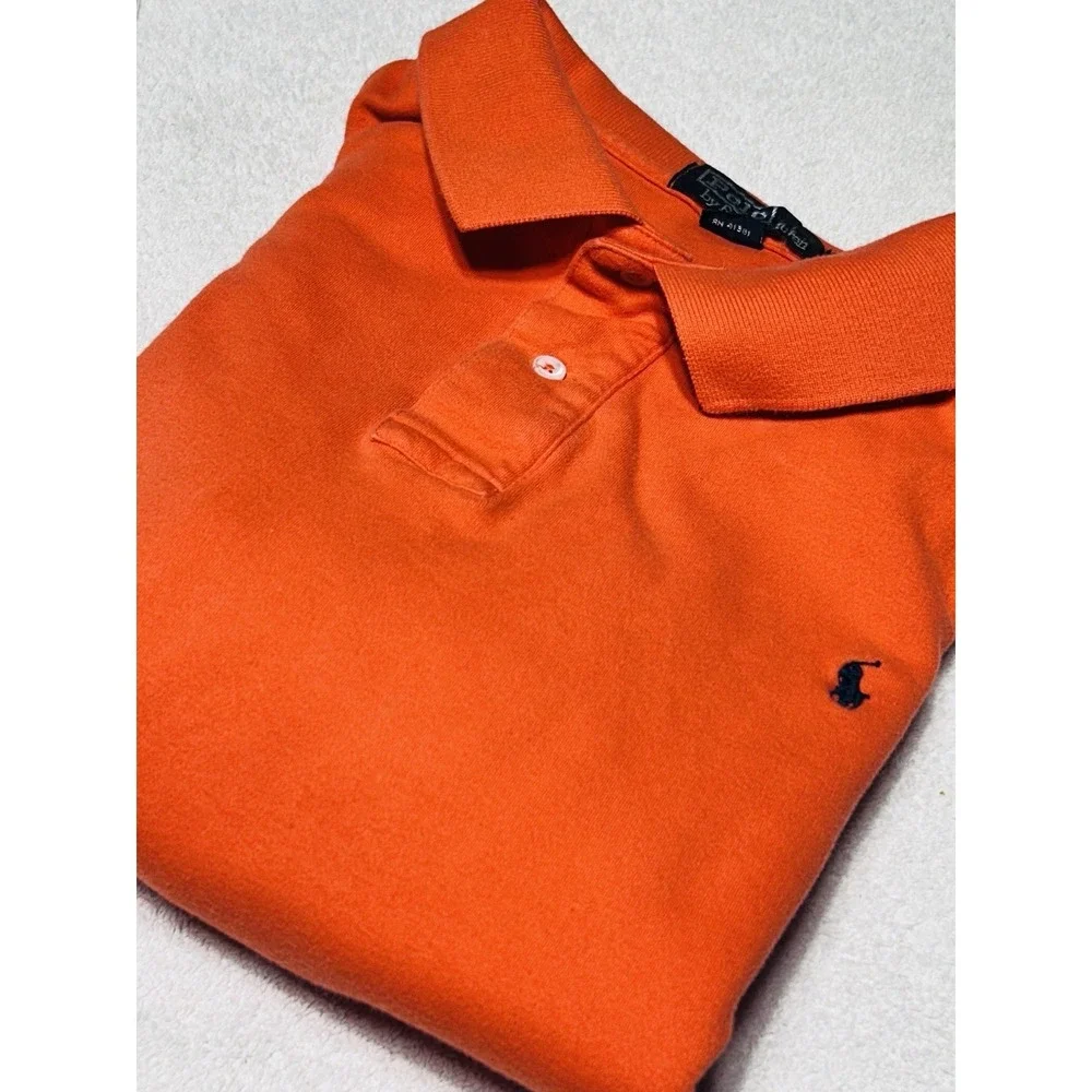 Ralph Lauren Mens XXL  Orange Short Sleeve Polo Shirt Made in USA  100% Cotton