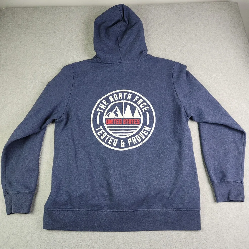 The North Face Hoodie Mens XL Navy Blue Fleece Lined Tested & Proven‎ Graphic