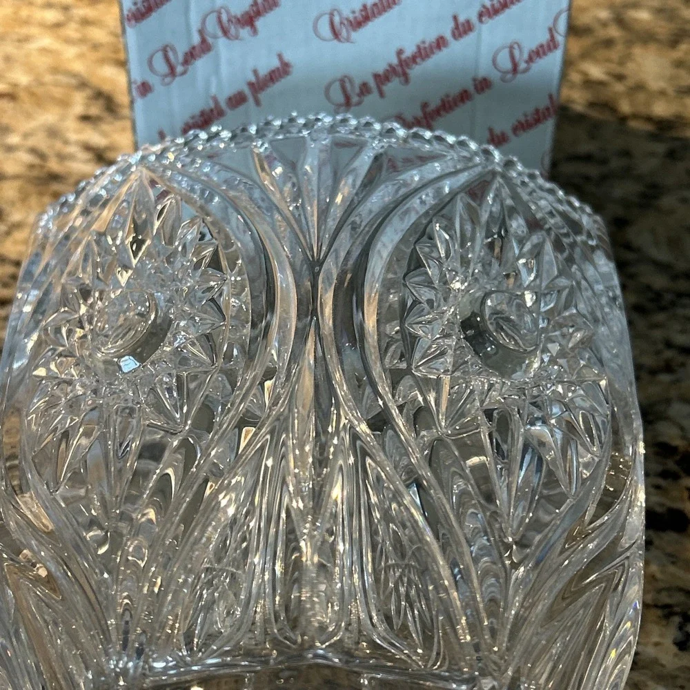 Vintage Nachtmann Bavarian Clear Crystal Vase Florenz New w/Original Box Navette