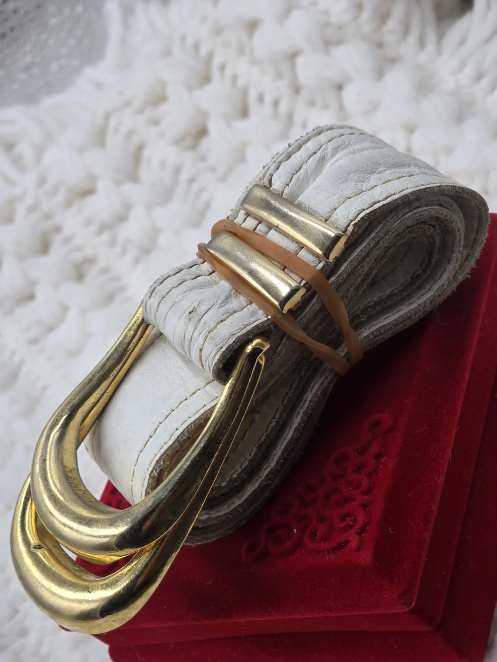 Gant White Leather Strap with Gold Double Buckles