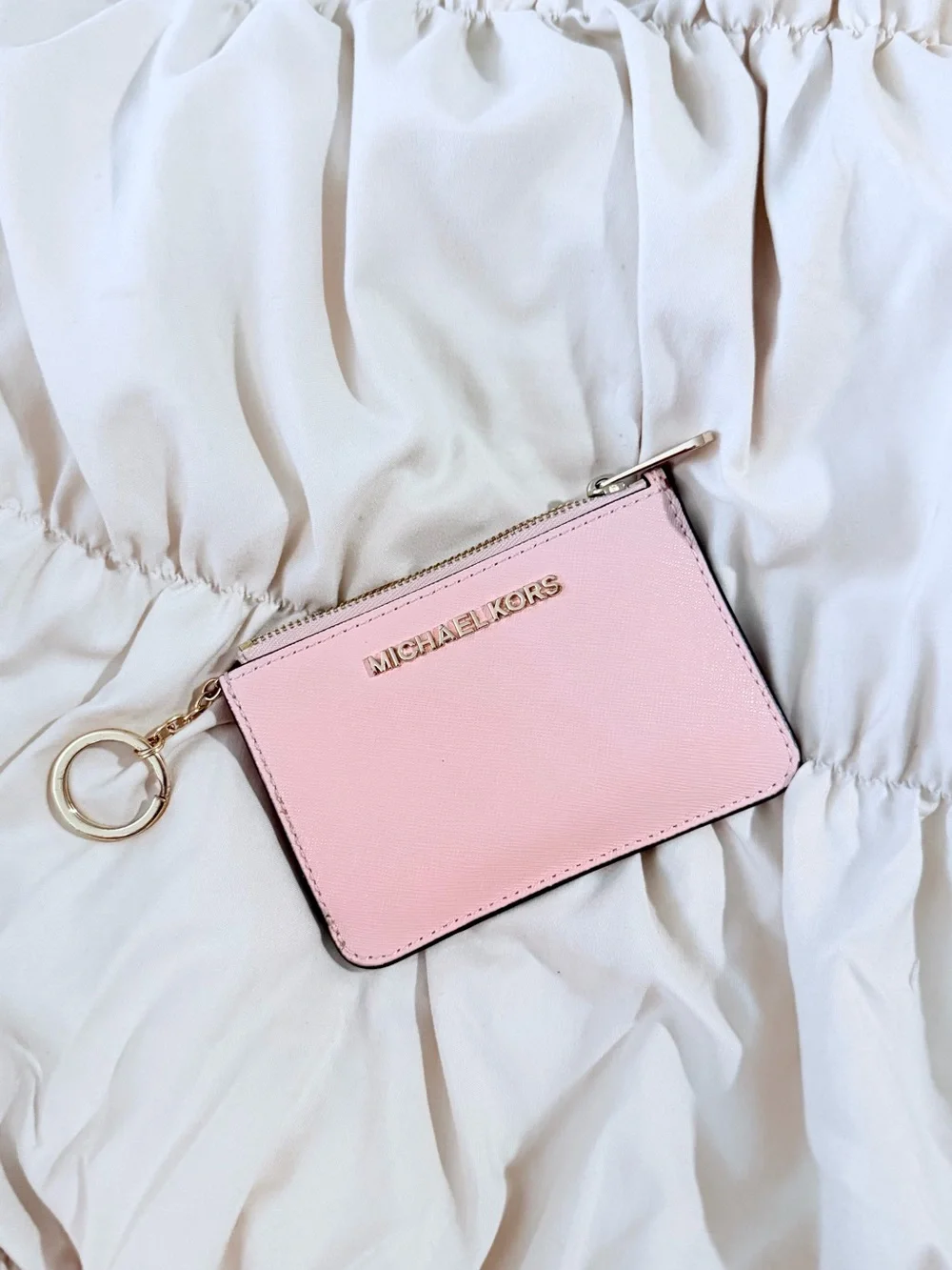 Michael Kors Blush Pink Zip Card Holder with Keyring