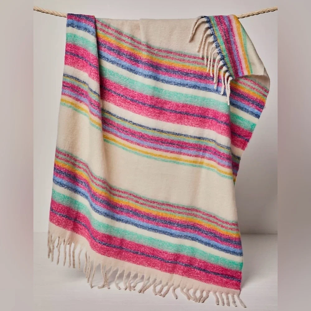 Free People‎ Ivory Multi Fringe Throw