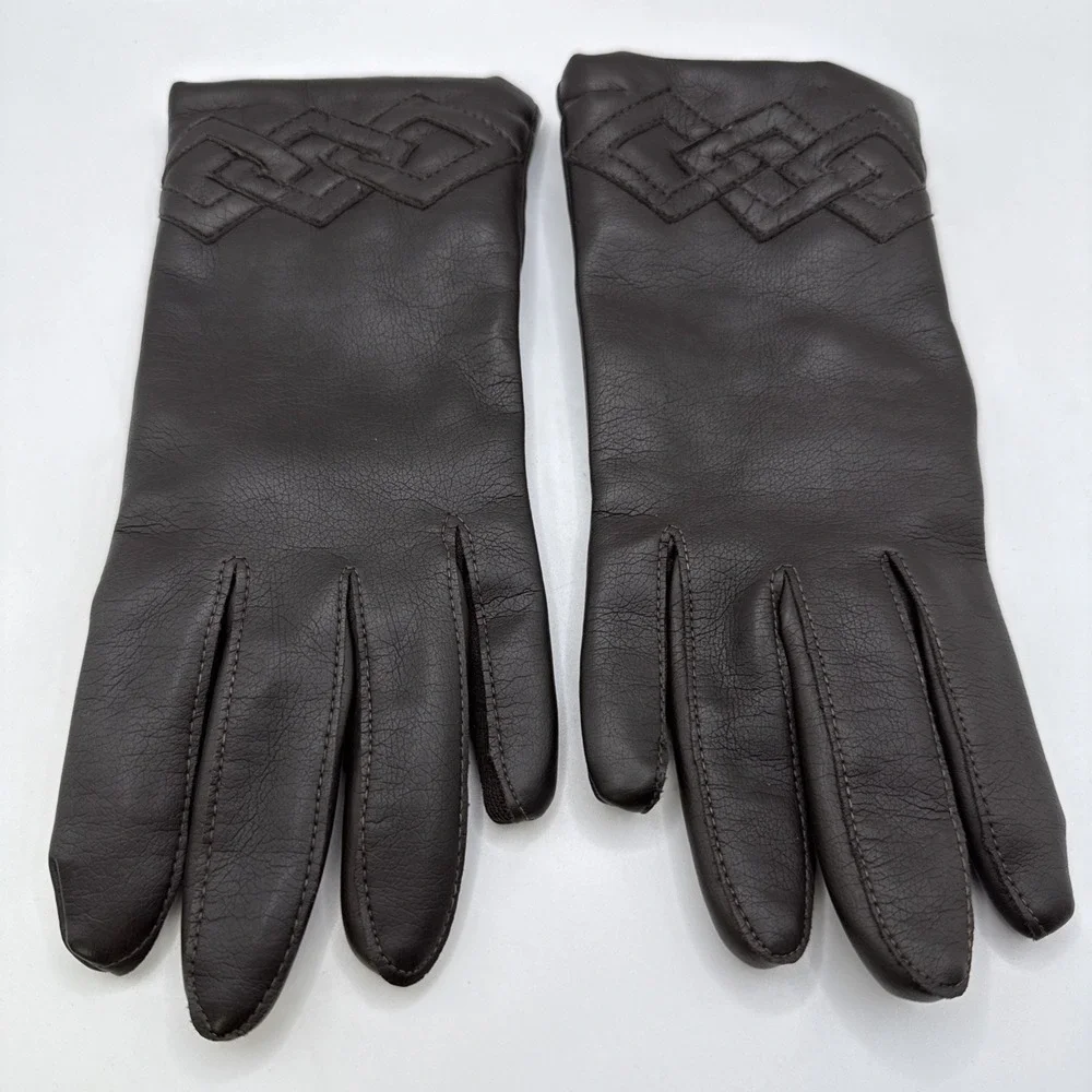 Vintage Brown Gusset‎ Dress Gloves Hong Kong Driving Gloves Size 6.5/7.5