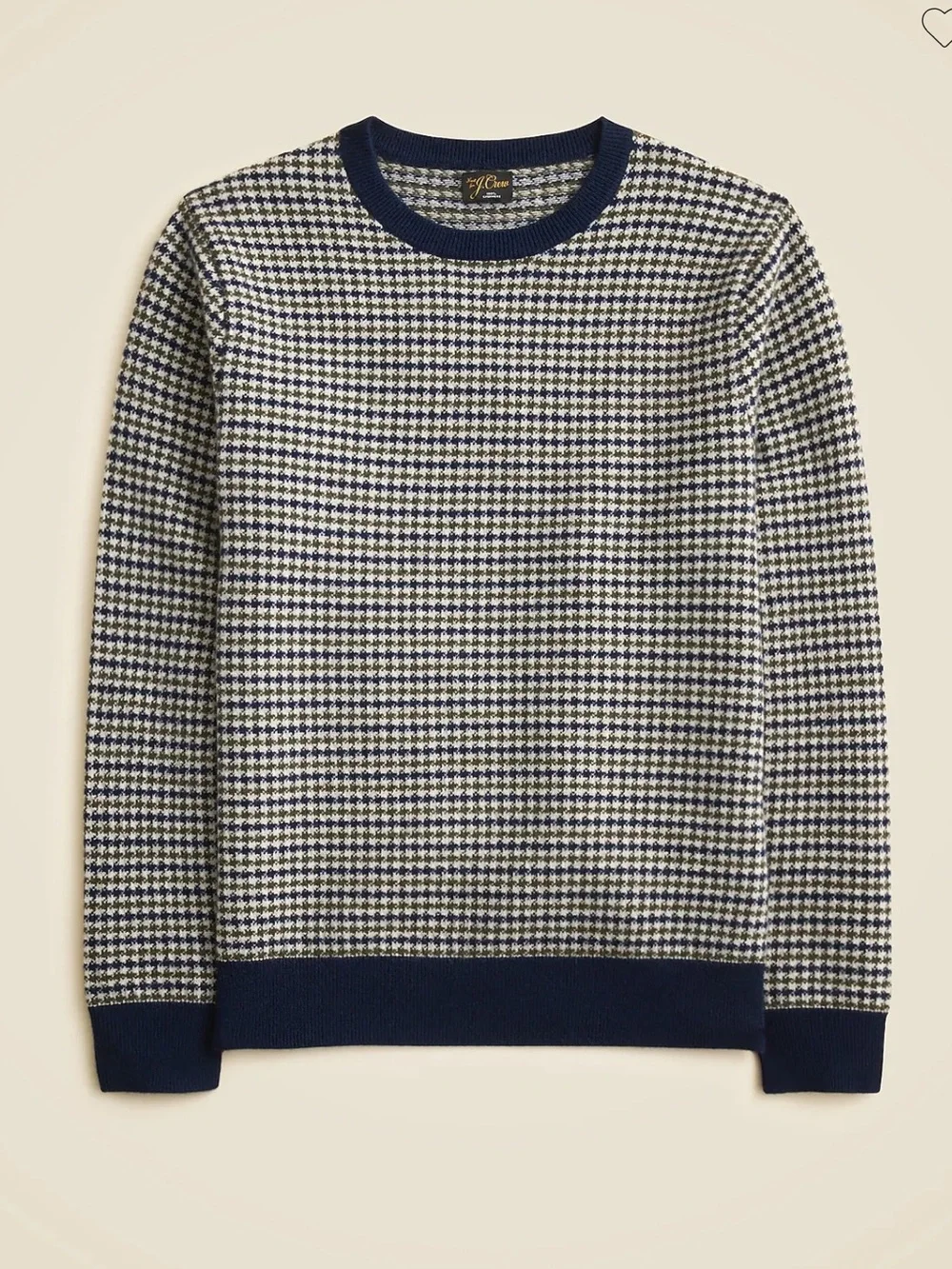 J.Crew Cashmere crewneck sweater in houndstooth