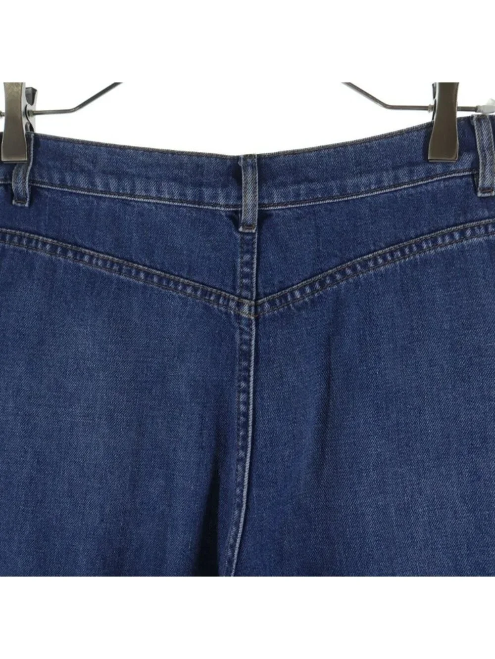 Chanel Coco Button Cotton Wide Denim Pants Indigo