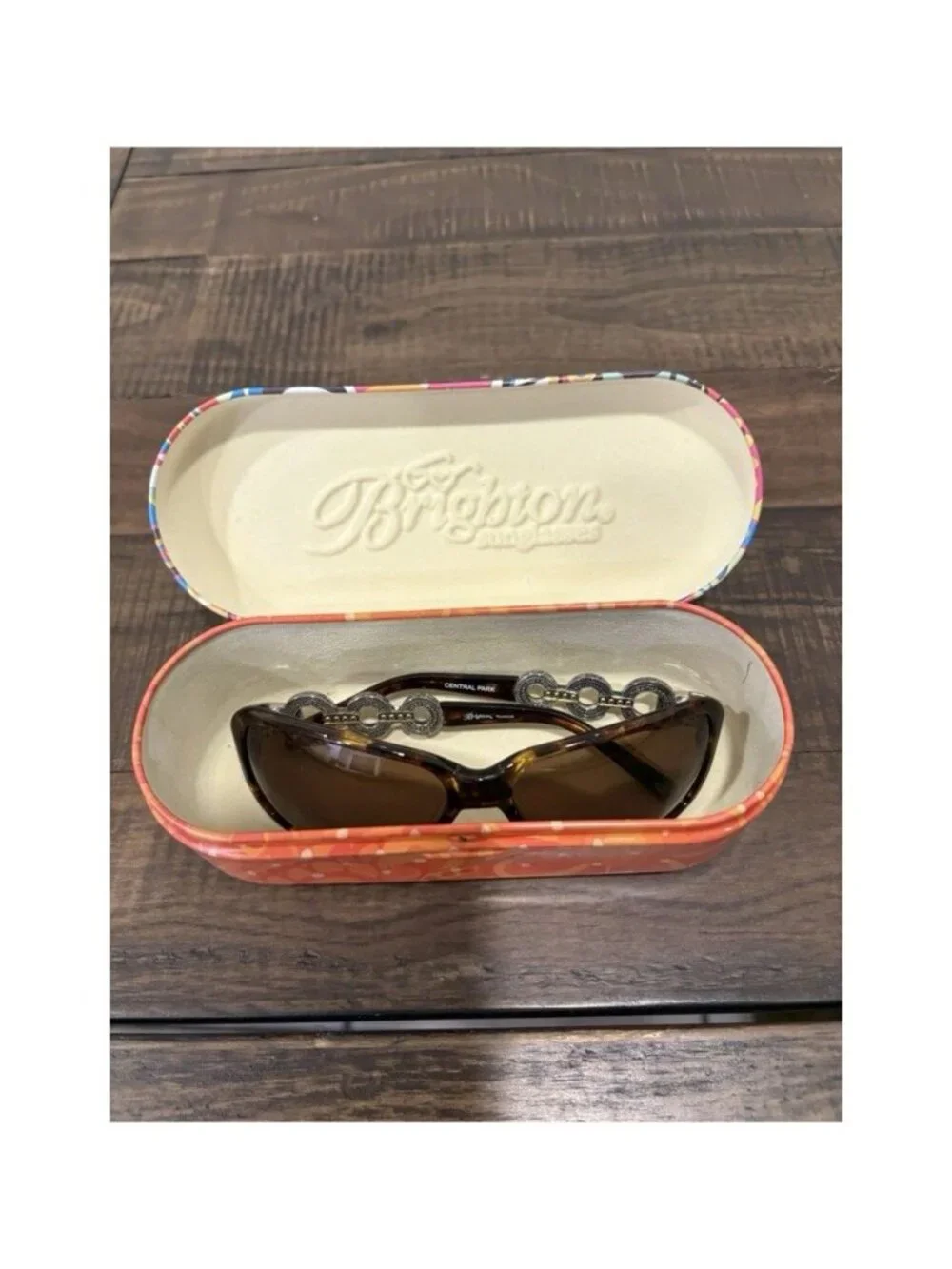 Brighton Women’s Central Park Signature Silver Tortoise Sunglasses Frames & Case