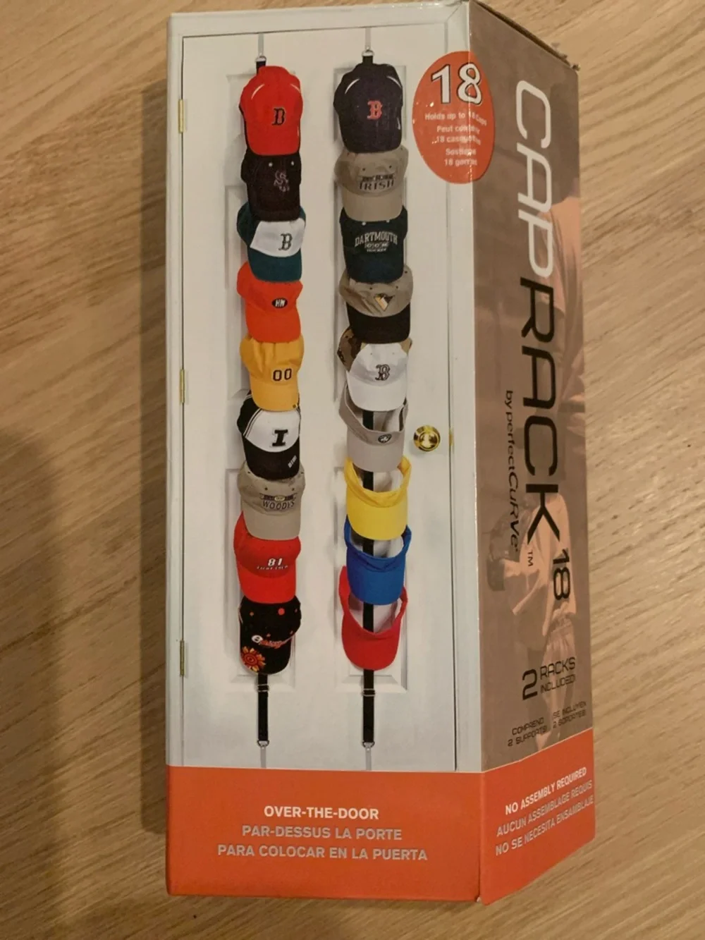 Perfect Curve Cap Rack | Over-The-Door Hat Organizer | Holds 18 Caps