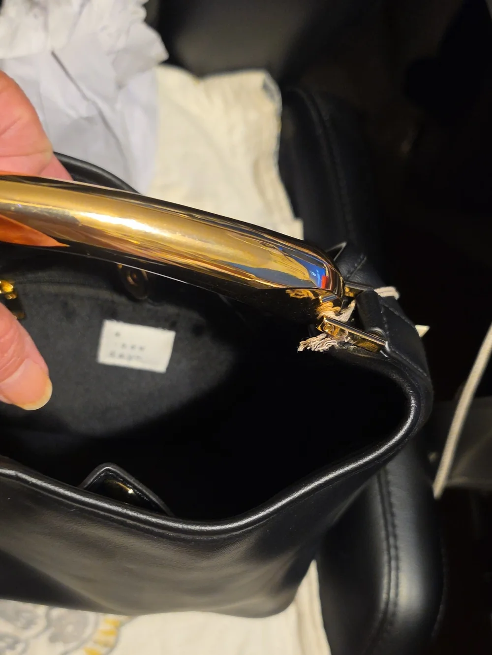 A New Day Black Faux-Leather Top Handle Bag with Gold Hardware