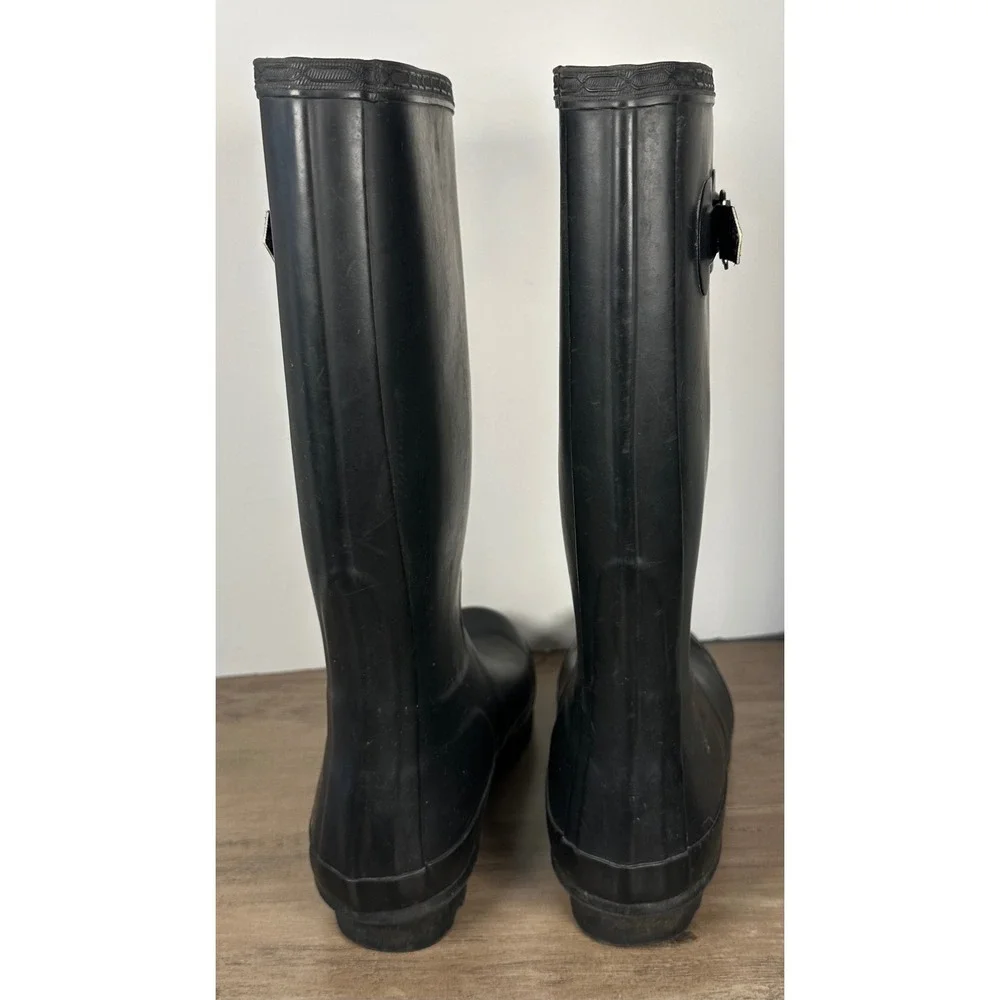 Pendleton Womens 10 Tall Black Rubber Rain Boots Geometric Buckle‎ Waterproof