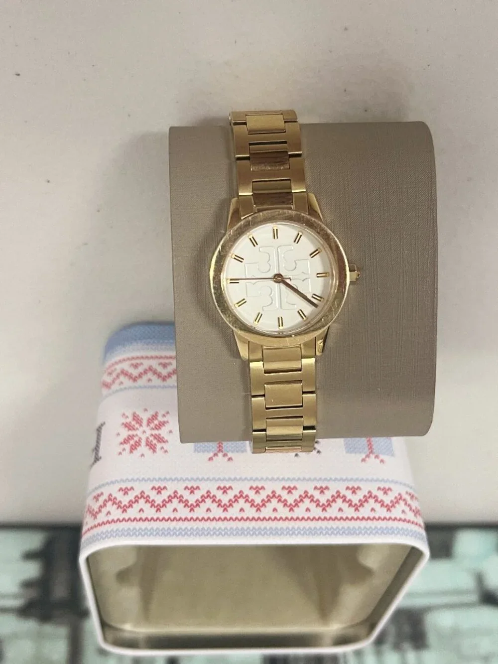 Tory Burch TBW2004 Gigi Ladies Gold Steel Watch 28mm Ivory Dial 3ATM Quartz