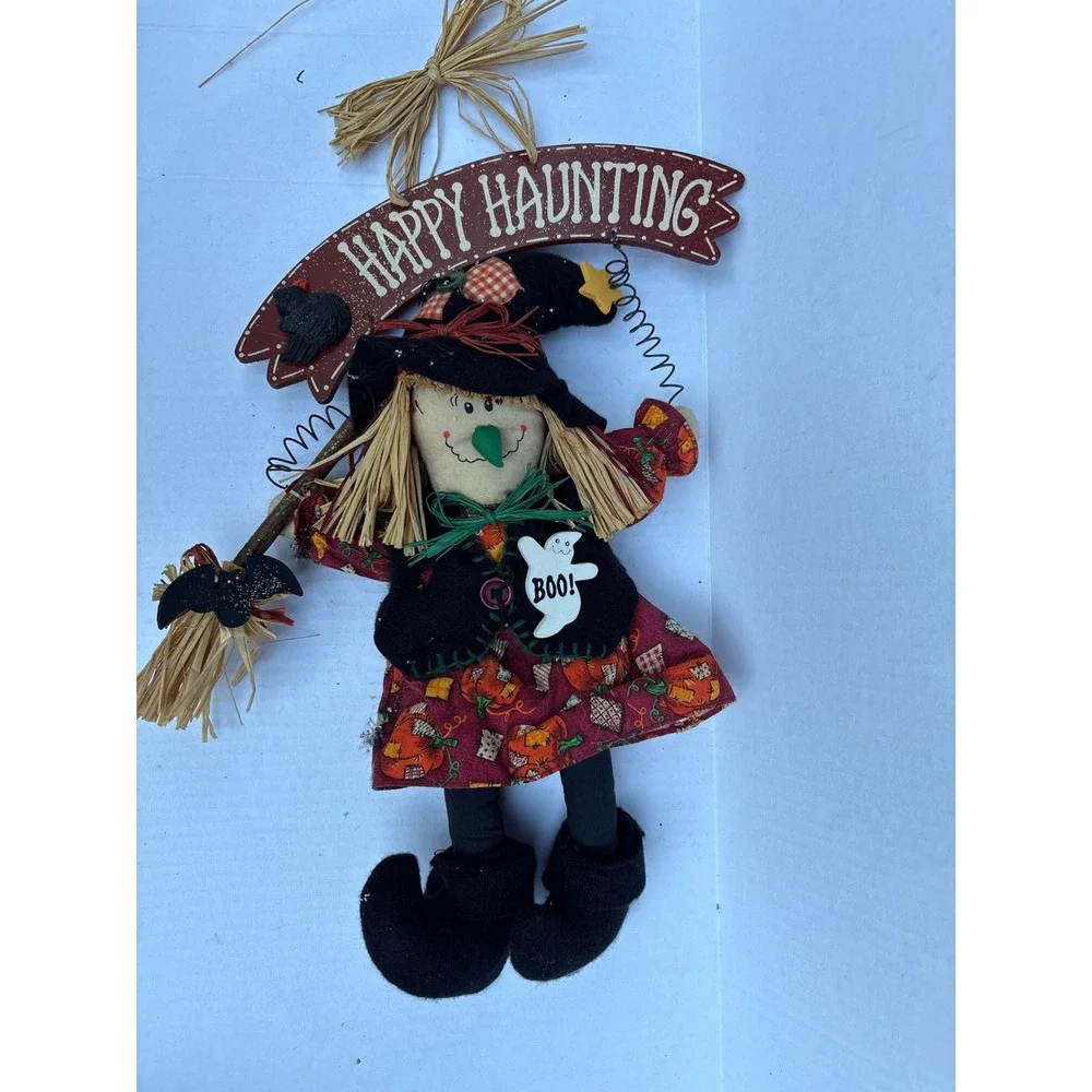 Happy Haunting Witch Wall‎ Decor Sign Fall Halloween Decoration