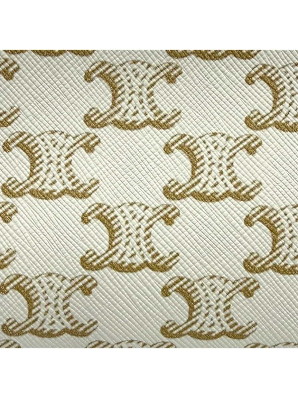 Celine Triomphe Canvas Logo Chain Clutch Shoulder Bag Off White Brown