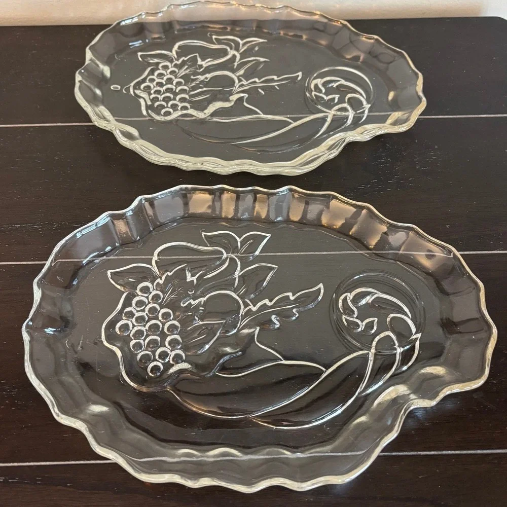 Vintage Federal Glass Cornecopia Luncheon Plates | Set of 2 Plates Only‎