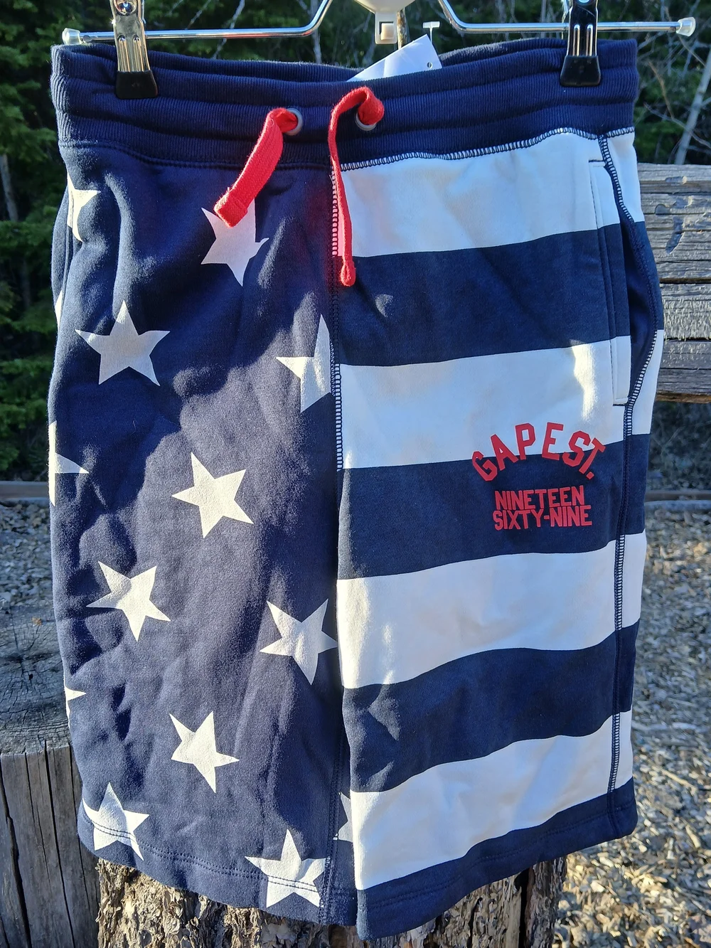 Gap Kids 1969 Paris Sweat Shorts American Patriotic Red White Blue Size  10-11