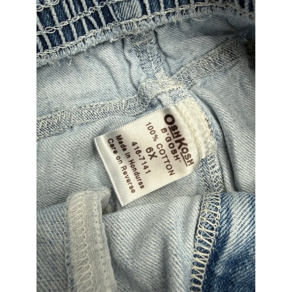 OshKosh B'gosh‎ Wide Jeans Girls 6X Blue Embroidered Butterfly Ripped Y2K FLAWED