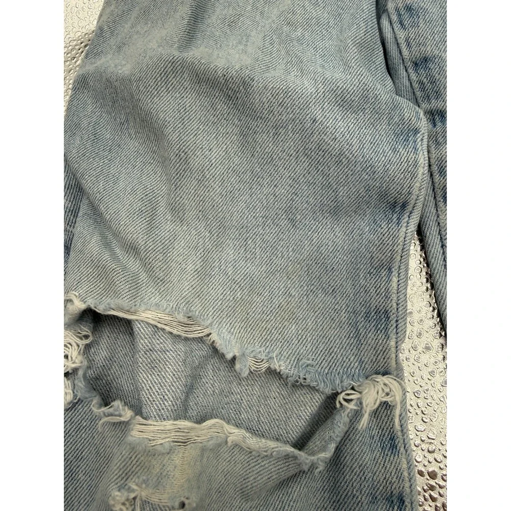 OshKosh B'gosh‎ Wide Jeans Girls 6X Blue Embroidered Butterfly Ripped Y2K FLAWED