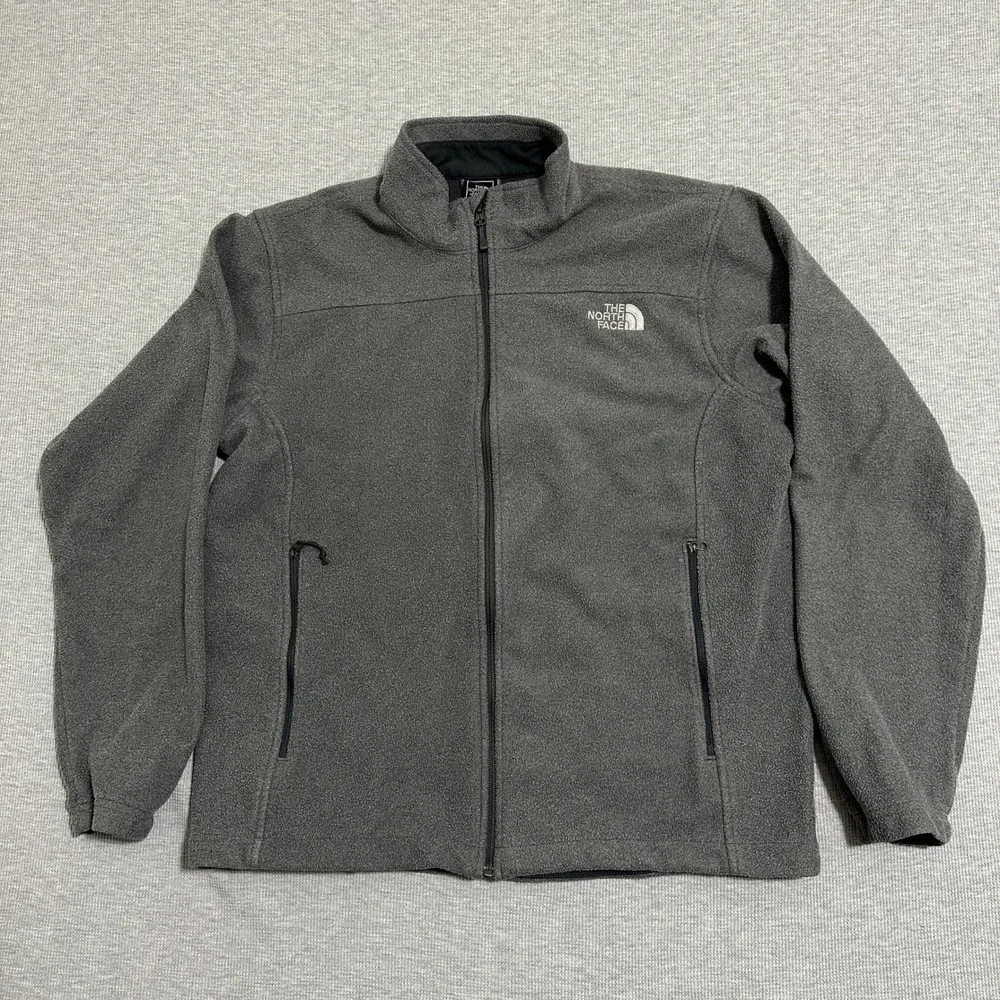 The North Face Mens Full Zip Fleece Jacket Gray Mock Neck‎ Size L Large