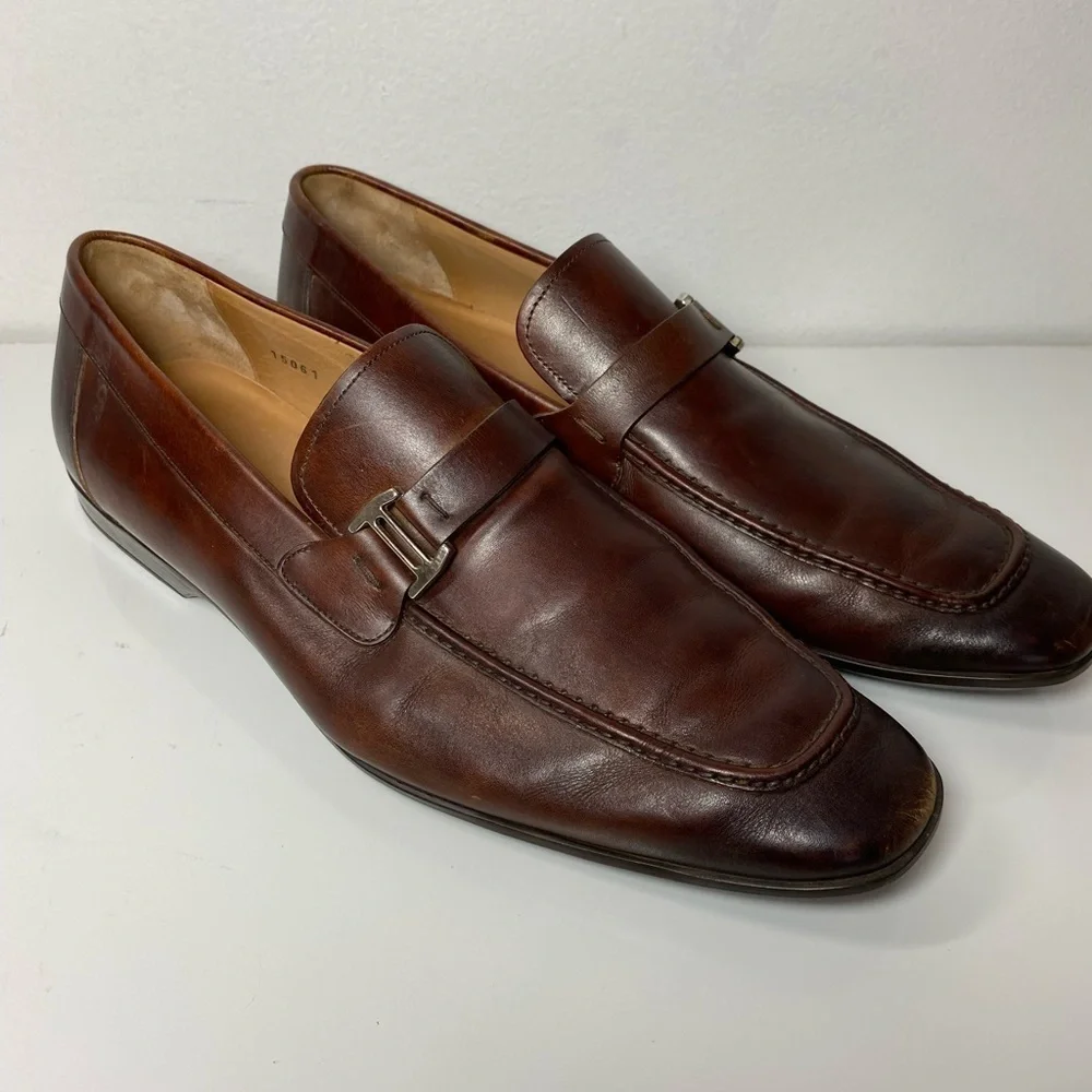 MAGNANNI Men's Brown Leather LINO Loafers Shoes 15061 Size 9.5 M‎ Made in Spain