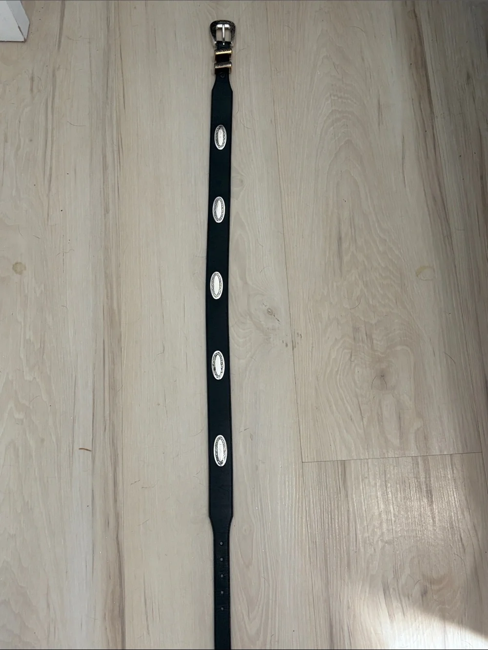 Brighton Black Leather Belt with Silver Studs